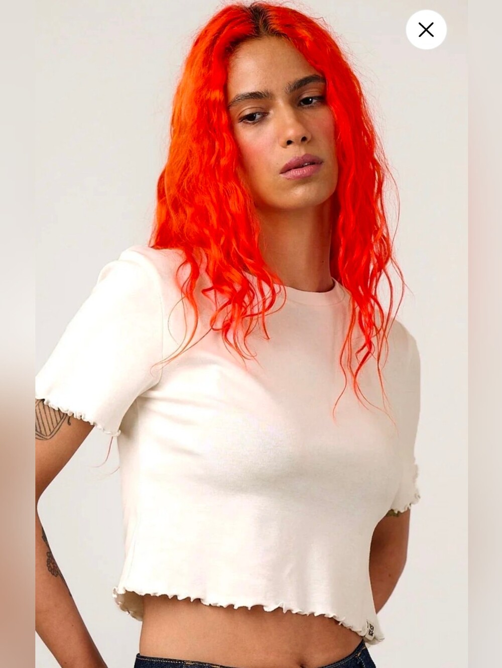 Lucy & Yak Scalloped Crop Tee